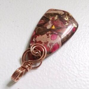 HANDMADE! One-of-a-kind Fuchsia Pink & Brown SeaSediment Jasper Pendant!